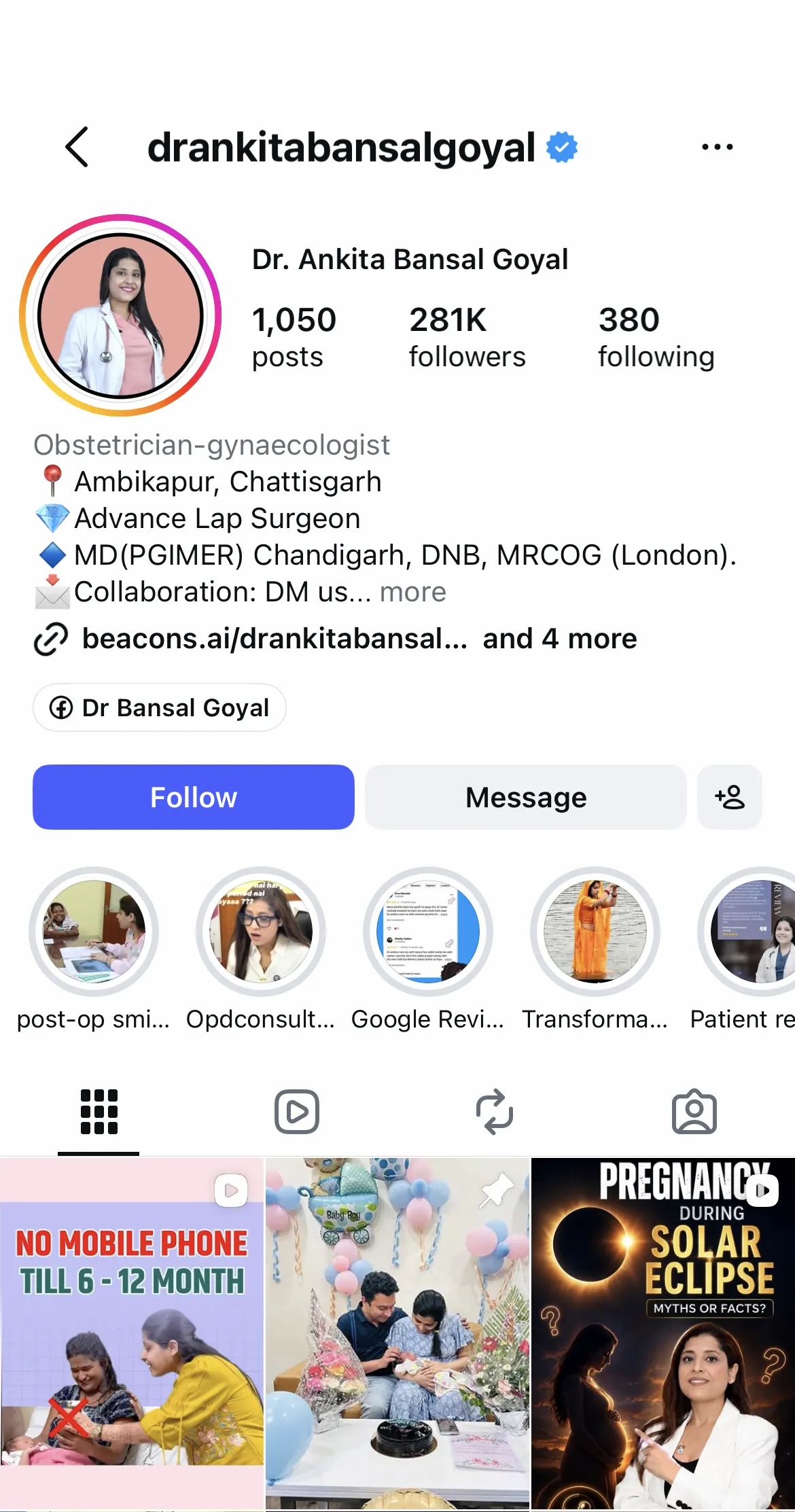 Dr. Ankita Bansal Goyal Instagram Growth Proof