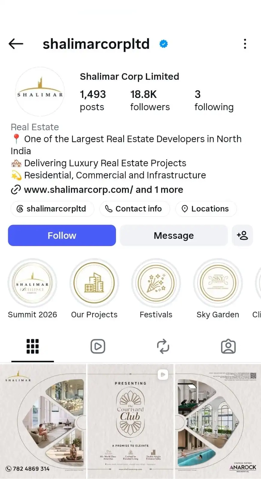 Shalimar Group Instagram Profile Showcase